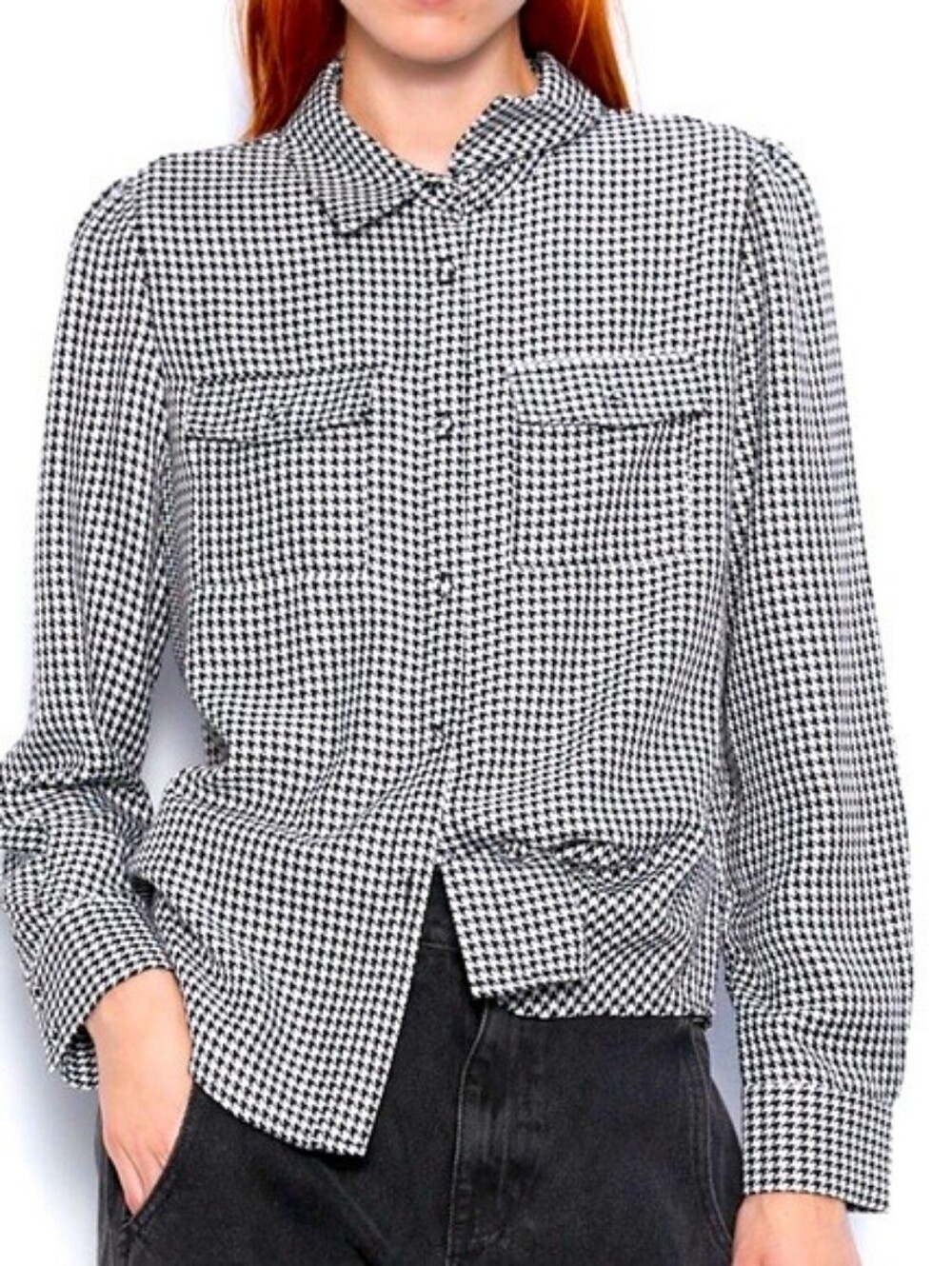 Zara Houndstooth Top (Size XS)